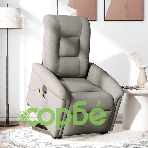 Електрически изправящ масажен реклайнер стол таупе текстил ➤ топ цена ➤ sorbe.bg