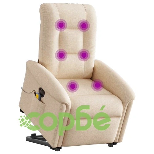 Електрически изправящ масажен реклайнер стол кремав текстил ➤ топ цена ➤ sorbe.bg