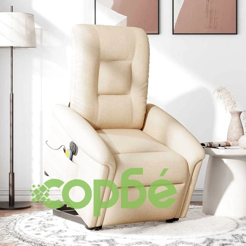 Електрически изправящ масажен реклайнер стол кремав текстил ➤ топ цена ➤ sorbe.bg