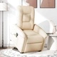 Електрически изправящ масажен реклайнер стол кремав текстил