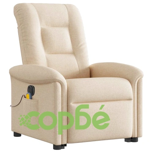 Електрически изправящ масажен реклайнер стол кремав текстил ➤ топ цена ➤ sorbe.bg