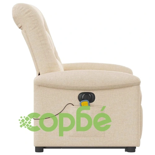 Електрически изправящ масажен реклайнер стол кремав текстил ➤ топ цена ➤ sorbe.bg