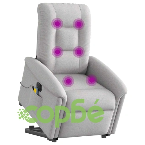 Електрически изправящ масажен реклайнер стол облачносив текстил ➤ топ цена ➤ sorbe.bg