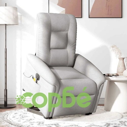 Електрически изправящ масажен реклайнер стол облачносив текстил ➤ топ цена ➤ sorbe.bg