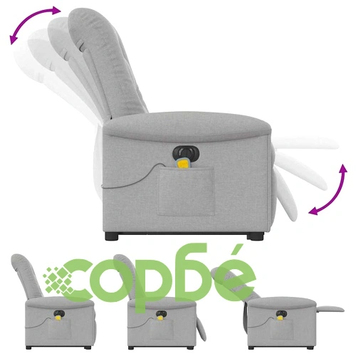 Електрически изправящ масажен реклайнер стол облачносив текстил ➤ топ цена ➤ sorbe.bg