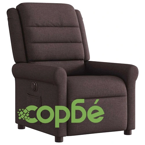 Електрически реклайнер стол, тъмнокафяв, текстил ➤ топ цена ➤ sorbe.bg