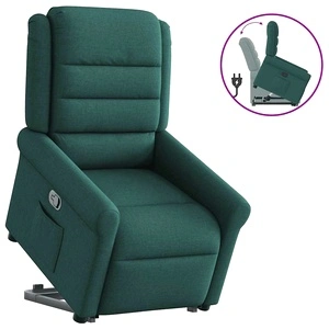 Изправящ реклайнер стол, тъмнозелен, текстил