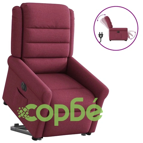 Електрически изправящ реклайнер стол, виненочервен, текстил ➤ топ цена ➤ sorbe.bg