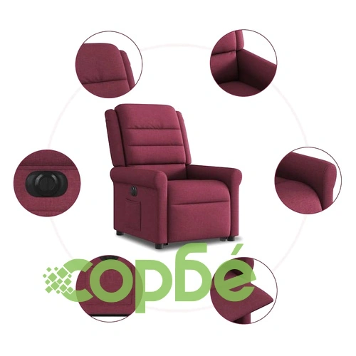 Електрически изправящ реклайнер стол, виненочервен, текстил ➤ топ цена ➤ sorbe.bg