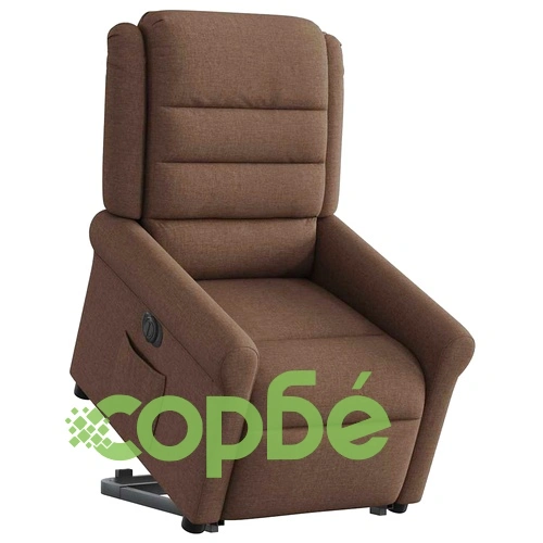 Електрически изправящ реклайнер стол, кафяв, текстил ➤ топ цена ➤ sorbe.bg