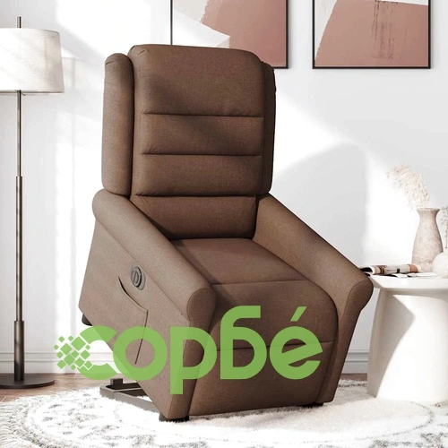 Електрически изправящ реклайнер стол, кафяв, текстил ➤ топ цена ➤ sorbe.bg