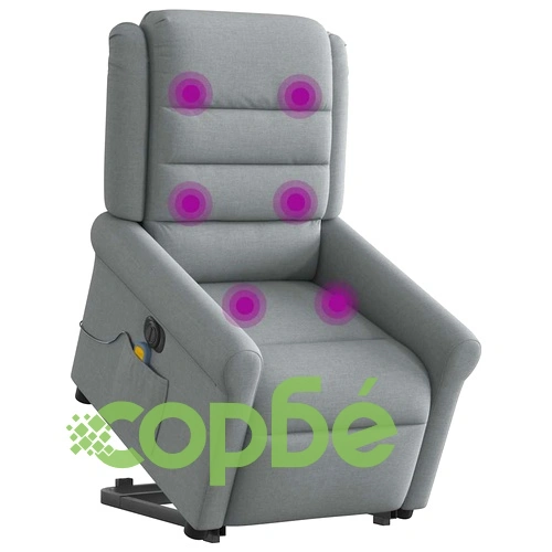 Електрически изправящ масажен реклайнер стол светлосив текстил ➤ топ цена ➤ sorbe.bg