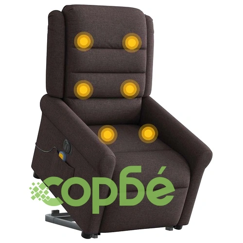 Електрически изправящ масажен реклайнер стол тъмнокафяв текстил ➤ топ цена ➤ sorbe.bg