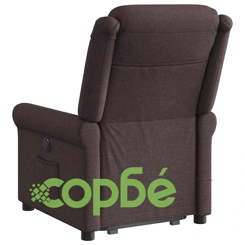 Електрически изправящ масажен реклайнер стол тъмнокафяв текстил ➤ топ цена ➤ sorbe.bg