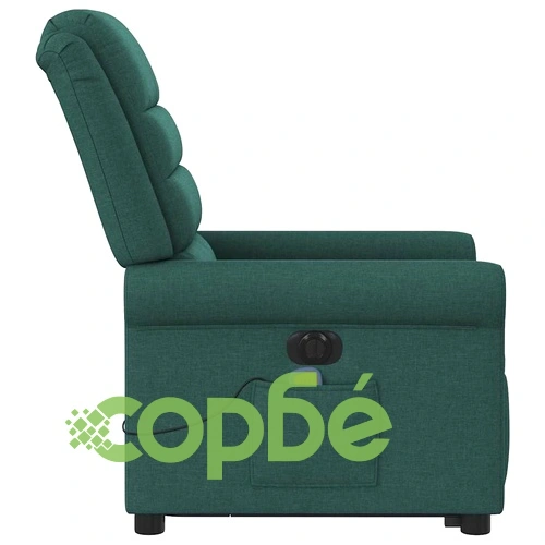 Електрически изправящ масажен реклайнер стол тъмнозелен текстил ➤ топ цена ➤ sorbe.bg