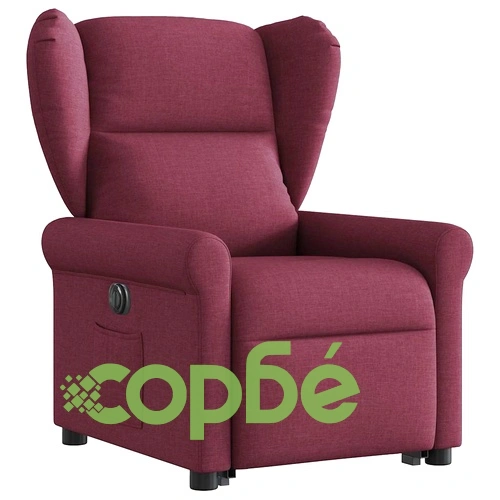 Електрически изправящ реклайнер стол, виненочервен, текстил ➤ топ цена ➤ sorbe.bg