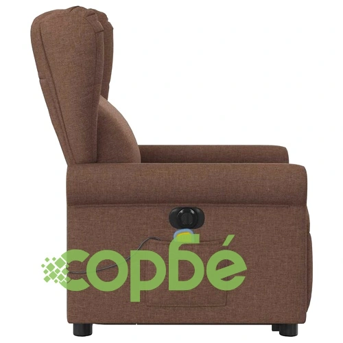 Електрически изправящ масажен реклайнер стол кафяв текстил ➤ топ цена ➤ sorbe.bg