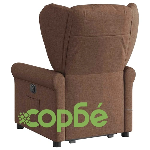 Електрически изправящ масажен реклайнер стол кафяв текстил ➤ топ цена ➤ sorbe.bg