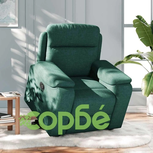 Изправящ реклайнер стол, тъмнозелен, текстил ➤ топ цена ➤ sorbe.bg