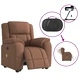 Електрически изправящ масажен реклайнер стол кафяв текстил