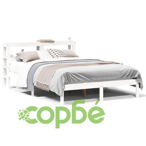 Рамка за легло без матрак, бял, 160x200 см, бор масив ➤ топ цена ➤ sorbe.bg