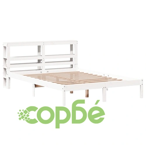 Рамка за легло без матрак, бял, 160x200 см, бор масив ➤ топ цена ➤ sorbe.bg