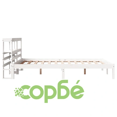 Рамка за легло без матрак, бял, 160x200 см, бор масив ➤ топ цена ➤ sorbe.bg