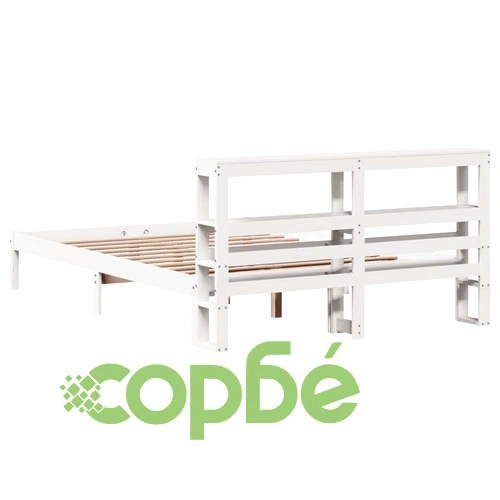 Рамка за легло без матрак, бял, 160x200 см, бор масив ➤ топ цена ➤ sorbe.bg