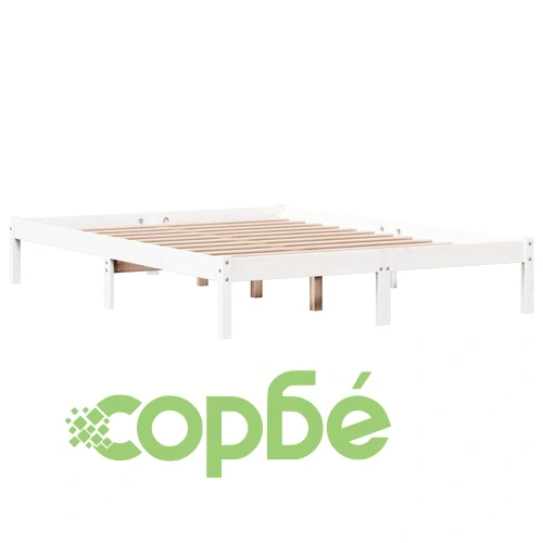 Рамка за легло без матрак, бял, 160x200 см, бор масив ➤ топ цена ➤ sorbe.bg