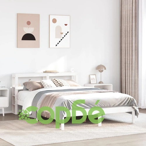 Рамка за легло без матрак, бял, 160x200 см, бор масив ➤ топ цена ➤ sorbe.bg