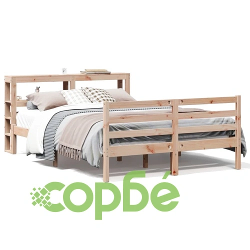 Рамка за легло без матрак, 140x190 см, масивна чамова дървесина ➤ топ цена ➤ sorbe.bg