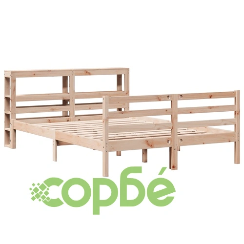 Рамка за легло без матрак, 140x190 см, масивна чамова дървесина ➤ топ цена ➤ sorbe.bg