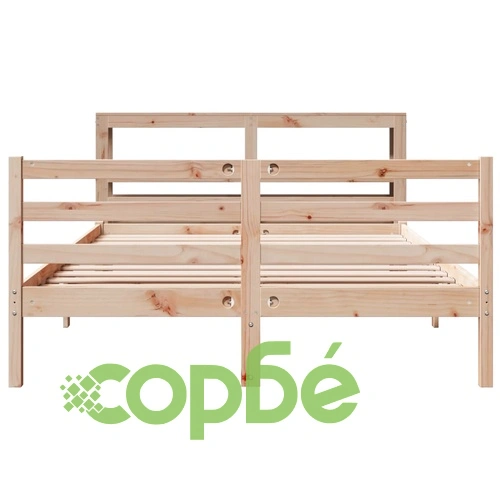 Рамка за легло без матрак, 140x190 см, масивна чамова дървесина ➤ топ цена ➤ sorbe.bg