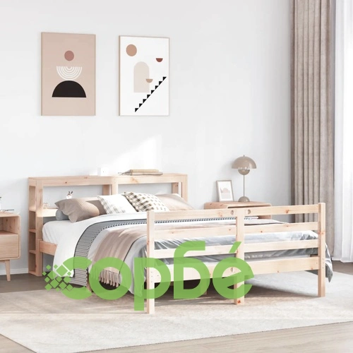 Рамка за легло без матрак, 140x190 см, масивна чамова дървесина ➤ топ цена ➤ sorbe.bg