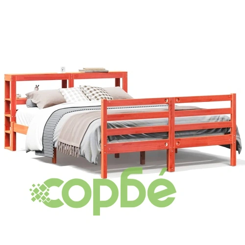 Рамка за легло без матрак, восъчнокафяв, 160x200 см, бор масив ➤ топ цена ➤ sorbe.bg