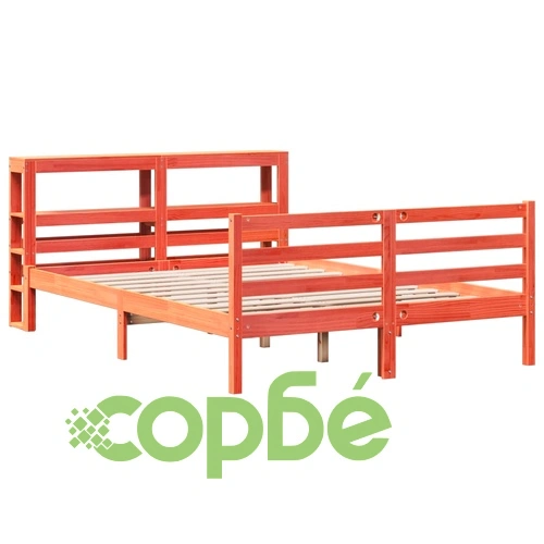 Рамка за легло без матрак, восъчнокафяв, 160x200 см, бор масив ➤ топ цена ➤ sorbe.bg