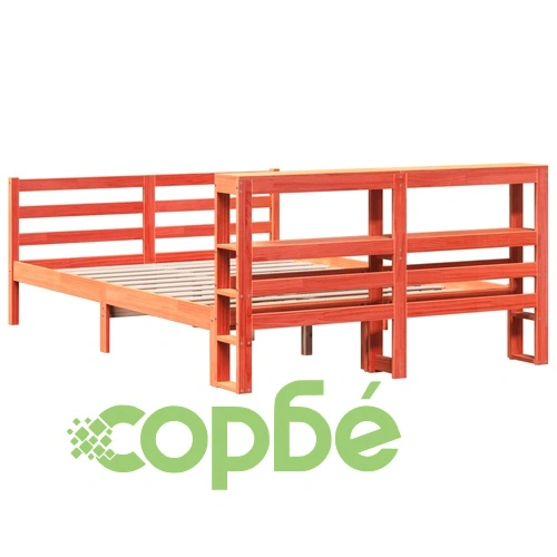 Рамка за легло без матрак, восъчнокафяв, 160x200 см, бор масив ➤ топ цена ➤ sorbe.bg