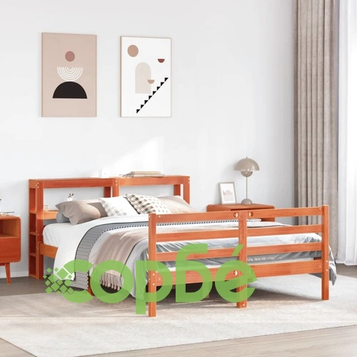 Рамка за легло без матрак, восъчнокафяв, 160x200 см, бор масив ➤ топ цена ➤ sorbe.bg