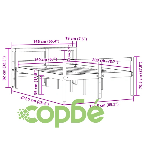 Легло за възрастни с табла, 160x200 см, борово дърво масив ➤ топ цена ➤ sorbe.bg