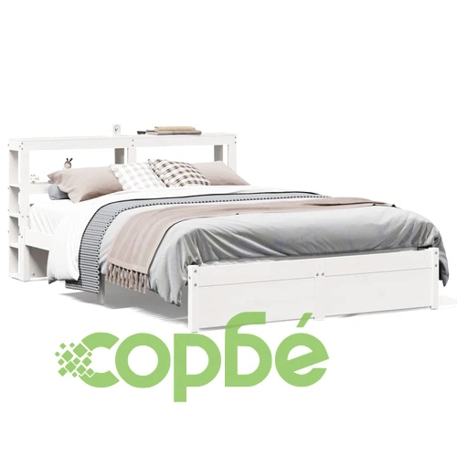 Рамка за легло с табла без матрак, бяла, 140x190 см ➤ топ цена ➤ sorbe.bg