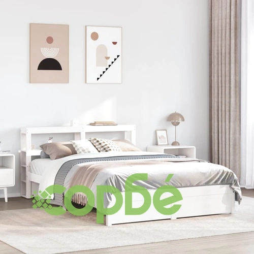 Рамка за легло с табла без матрак, бяла, 140x190 см ➤ топ цена ➤ sorbe.bg