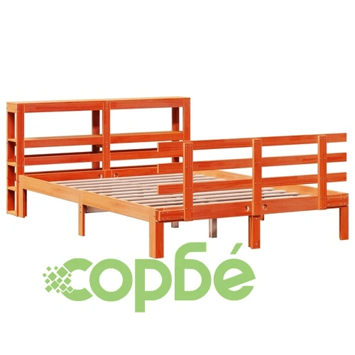 Рамка за легло с табла, восъчнокафяв, 140x190 см, масивно дърво ➤ топ цена ➤ sorbe.bg