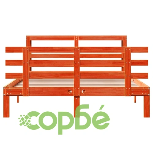 Рамка за легло с табла, восъчнокафяв, 140x190 см, масивно дърво ➤ топ цена ➤ sorbe.bg