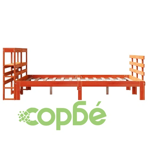 Рамка за легло с табла, восъчнокафяв, 140x190 см, масивно дърво ➤ топ цена ➤ sorbe.bg