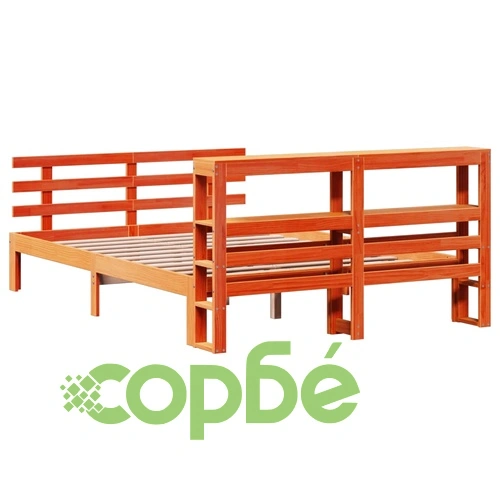 Рамка за легло с табла, восъчнокафяв, 140x190 см, масивно дърво ➤ топ цена ➤ sorbe.bg