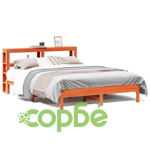 Рамка за легло без матрак, восъчнокафяв, 140x190 см, бор масив ➤ топ цена ➤ sorbe.bg