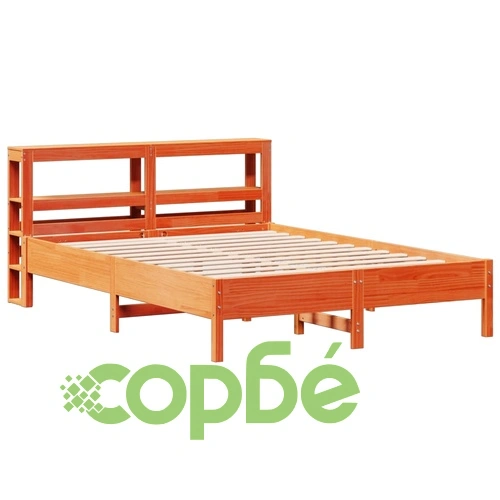 Рамка за легло без матрак, восъчнокафяв, 140x190 см, бор масив ➤ топ цена ➤ sorbe.bg