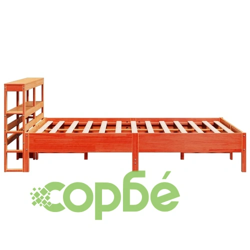 Рамка за легло без матрак, восъчнокафяв, 140x190 см, бор масив ➤ топ цена ➤ sorbe.bg