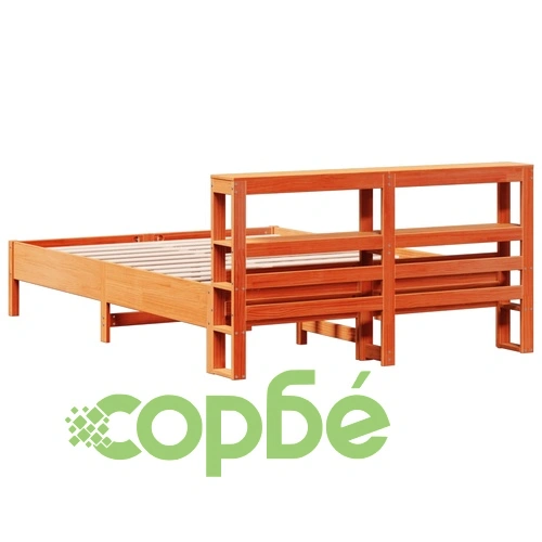 Рамка за легло без матрак, восъчнокафяв, 140x190 см, бор масив ➤ топ цена ➤ sorbe.bg