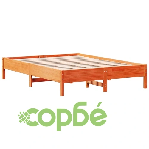 Рамка за легло без матрак, восъчнокафяв, 140x190 см, бор масив ➤ топ цена ➤ sorbe.bg